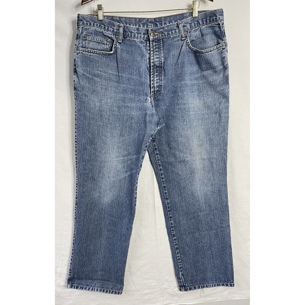 Men's Brooks Brothers Straight Leg Blue Jeans Size 40W 30L All Cotton Zip Fly